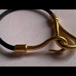Hermès black Jumbo Hook Leather Bracelet